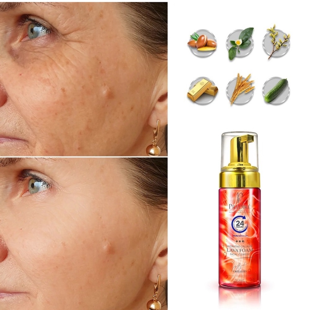 Hydrating Red Lava Foam Facial Cleanser with Collagen and Stem Cell Technology